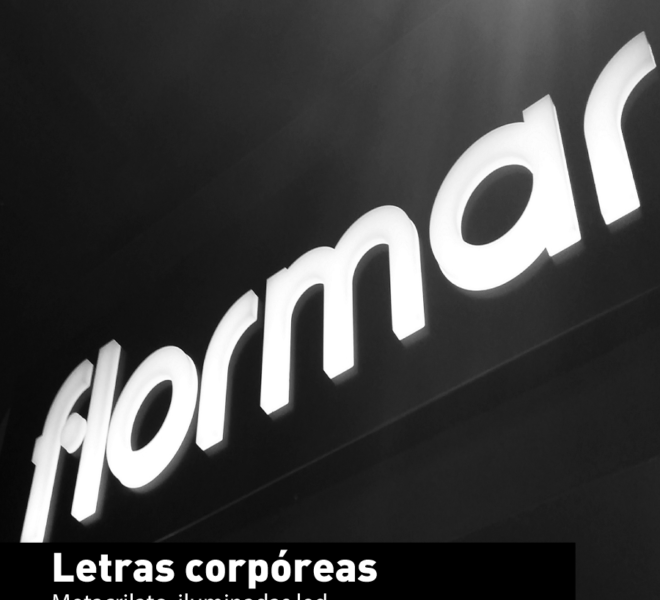 Letras corpóreas en metacrilato retroiluminadas