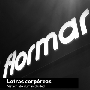 Letras corpóreas en metacrilato retroiluminadas